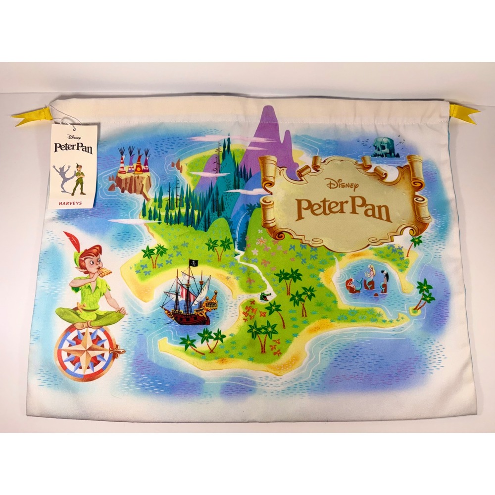 Harveys Disney Peter Pan Storybook Map Dust Bag Protective Tote Cover NWT